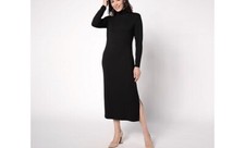 Vestido midi para mujer con control regular tejido fino jersey control abdomen A623039 negro pequeño