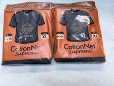 Camiseta CottonNet Supreme cuello redondo manga corta talla XLarge negra paquete de 2