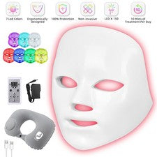 Máscara de terapia de luz roja Máscara facial LED de 7 colores Terapia de luz con almohada inflable