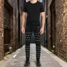 Pantalones Michael Jackson Punk Clásicos Remaches Mal Concierto Negro Metal Rock Pantalones