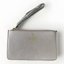 "Muñequera sin asas Kate Spade Y2K metálica oro rosa pálido forro tostado 8""x4,5"""