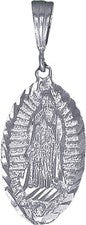 Collar colgante de plata esterlina con dije de la Virgen María acabado corte diamante con cadena