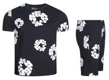 JUEGO CORTO SUAVE LIGERO ESTAMPADO PUFF DISEÑADOR CASUAL DE 2 PIEZAS PARA HOMBRE