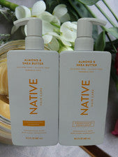 (2x) Champú fortalecedor para el cuidado del cabello nativo + acondicionador manteca de almendra y karité