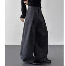 Pantalón Hombre Estilo Coreano Retro Lana Pierna Ancha Pantalón