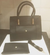 Bolso de mano para mujer Bolso de trabajo Bandolera Cuero PU Medio Hombro Negro.