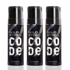 Spray corporal perfume cromado Wild Stone Code 120 ml cada paquete de 3