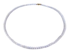 Collar de piedra curativa calcedonia forma de bola facetada Ø3 mm cierre de plata 925