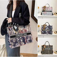 Bolso de hombro mediano de lona estampado boutique para mujer