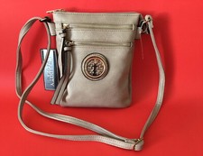 Bolso de Mano DELUXITY Los Angeles Mujer Beige con Dorado NUEVO