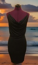 Vestido midi ceñido al cuerpo negro elástico de moda Nova para mujer talla L elástico de polietileno