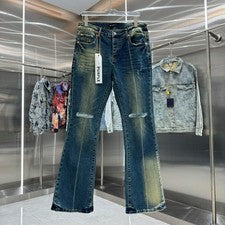 Moda Para hombres Personalidad Distress Pantalones Informales Elasticidad Acampanados Jeans PU6012