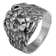 Anillo de León Cabeza de León Signo del Zodiaco León Plata de Ley 925 Oxidada Hombre