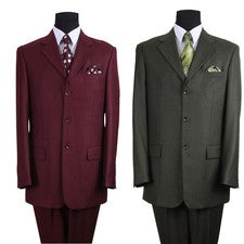 Traje Hombre Poliéster 3 Botones por Milano Moda Azul, Marrón, Borgoña, Oliva 5802M