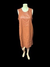 Isabella D Mujer Talla Mediana Sin Mangas Mini Vestido Imitación Cuero Camel Marrón