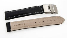 Correa de reloj cierre desplegable correa de cuero lisa negra 18 mm 20 mm 22 mm 24 mm NUEVO