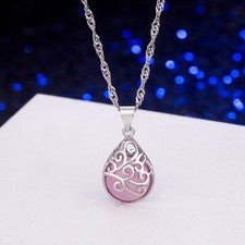 Collar Colgante Piedra Lunar Rosa Plata de Ley 925 Mujeres Niñas Joyería Regalo
