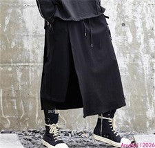 Hombres Estilo Callejero Japonés Pierna Ancha Culottes Falda Pantalones Sueltos Informales Ropa de Calle