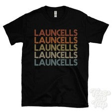 CAMISETA LAUNCELLS ESTILO RETRO REPETIDO Hombre y Mujer Reino Unido Lugar Nombre Regalo