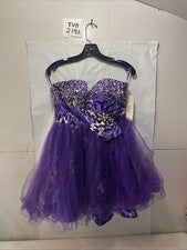 Mini Vestido de Tul Let’s Fashion Púrpura Estampado de Leopardo Lentejuelas Para Mujer Talla M