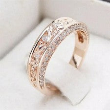 Alianza de boda real moissanita de 2,00 quilates corte redondo para mujer enchapada en oro rosa de 14 quilates