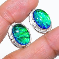 Pendiente triplete de plata de ley 925 con piedras preciosas de ópalo para regalo