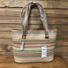 Bolso de Hombro Style & Co Para Mujer Tejido Paja Nuevo con Etiquetas Colores Primavera Borde de Cuero Sintético