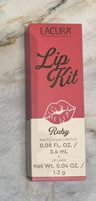 KIT LACURA LABIAL - RUBÍ - Juego de lápiz labial líquido mate y delineador de labios - Color rojo rubí - Nuevo en caja