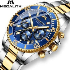 MEGALITH Reloj de Lujo para Hombres Diseñador Cronógrafo Calendario Deportes Relojes de Cuarzo