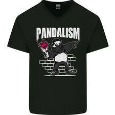 Camiseta de algodón con cuello en V estilo Pandalism Banksy arte callejero graffiti para hombre