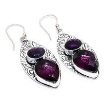 Pendiente de joyería de plata esterlina 925 hecho a mano con piedras preciosa...