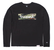 Camiseta negra militar manga larga Diamond Supply Co. para hombre fuerzas especiales