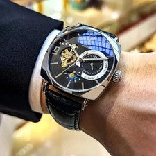"Reloj Mecánico Automático Hombre Esqueleto Diseño Hueco Luminoso Estilo Retro con