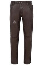 Pantalón de Cuero Para Hombre Marrón Elegante Moda Suave Diseñador Calce Ajustado Pantalones 4669