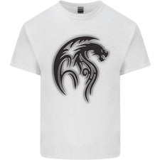 Camiseta top negra de algodón estilo tatuaje tribal dragón para hombre
