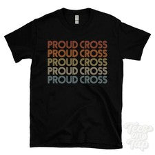 CAMISETA ESTILO RETRO ORGULLOSA CRUZ REPETIDA para hombre y mujer Reino Unido top name regalo