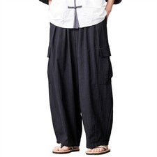 Hombres Algodón Estilo Antiguo Pierna Ancha Harén Pantalones Sueltos Verano Informales Pantalones