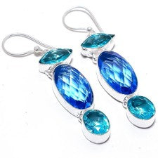 Pendiente de joyería de plata esterlina 925 hecho a mano con piedras...