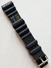 22 mm - Correa de reloj de goma negra Wind Velocity - (hebilla de acero inoxidable plateada)
