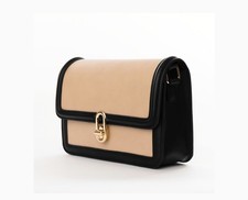 NUEVO CON ETIQUETAS Jules Kae Mia Bolso Bandolera Bolso de Mano Negro Tostado Bloques de Color Cartera NUEVO