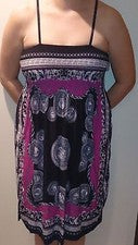 NUEVO Vestido Solero Para Mujer - Estampado PÚRPURA/NEGRO, Correas para el Hombro - Talla M/L y XL/XXL