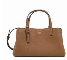 Mini bolso de mano para mujer Tory Burch 143394 Emerson de cuero marrón alce