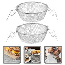 Cesta para freír de acero inoxidable 2 piezas utensilios de tienda de alimentos fritos soporte para alimentos fritos