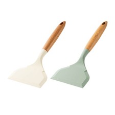 Pala de silicona de cocina con mango ergonómico de madera para utensilios de cocina antiadherentes