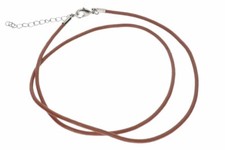 Marrón - Collar de correa de cuero con mosquetón de acero inoxidable 47-52cm - A242F