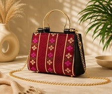 Elegante bolso de mano bordado con cadena dorada bandolera de hombro para mujer