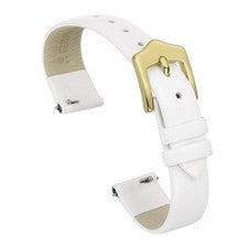 Reloj de pulsera de cuero auténtico blanco de 14 mm con hebilla dorada para mujer