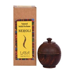 Perfume natural sólido Lasa Neroli para fragancia corporal de larga duración en tarro de madera