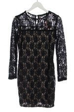 Vestido Zara Basic Encaje Negro T. 38 Casual Estampado Allover Mujer