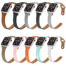 Correa de cuero delgada para mujer para Apple Watch 11 10 9 8 7 6 5 SE 40/44/41/45/42/46mm